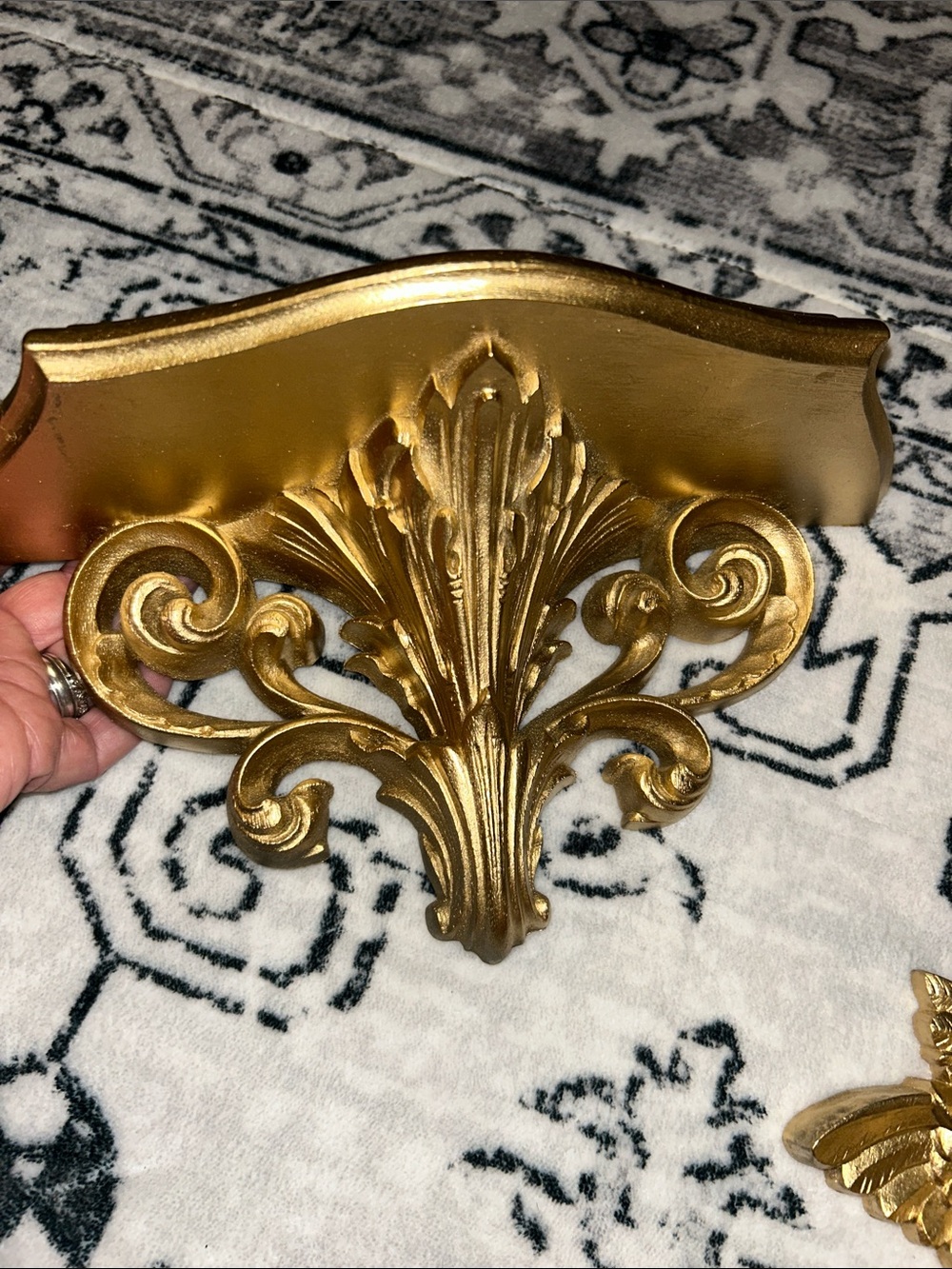 MCM Home Interiors Ornate Gold Wall Shelf Bracket - Decorative Home Wall Decor